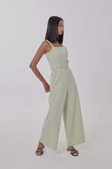 Allyn Belted Jumpsuit in Green Apple