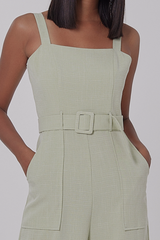 Allyn Belted Jumpsuit in Green Apple