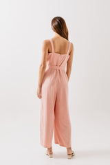 Allyn Belted Jumpsuit in  Coral
