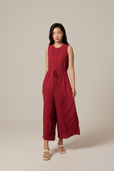 Regan Ribbon Jumpsuit in Burgundy