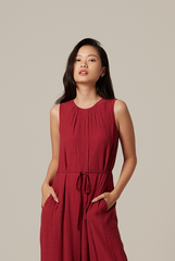 Regan Ribbon Jumpsuit in Burgundy