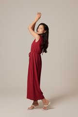 Regan Ribbon Jumpsuit in Burgundy
