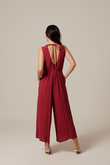 Regan Ribbon Jumpsuit in Burgundy