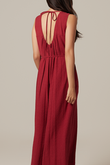 Regan Ribbon Jumpsuit in Burgundy