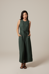 Regan Ribbon Jumpsuit in Emerald