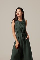 Regan Ribbon Jumpsuit in Emerald
