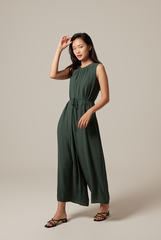 Regan Ribbon Jumpsuit in Emerald