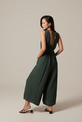 Regan Ribbon Jumpsuit in Emerald