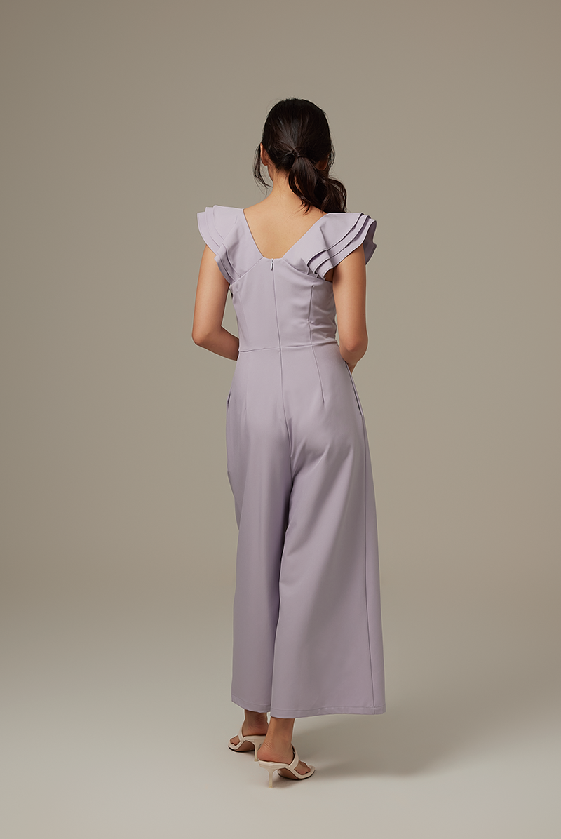 Shera Pleated Jumpsuit in Lavender
