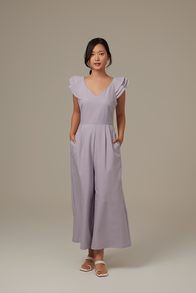 Shera Pleated Jumpsuit in Lavender