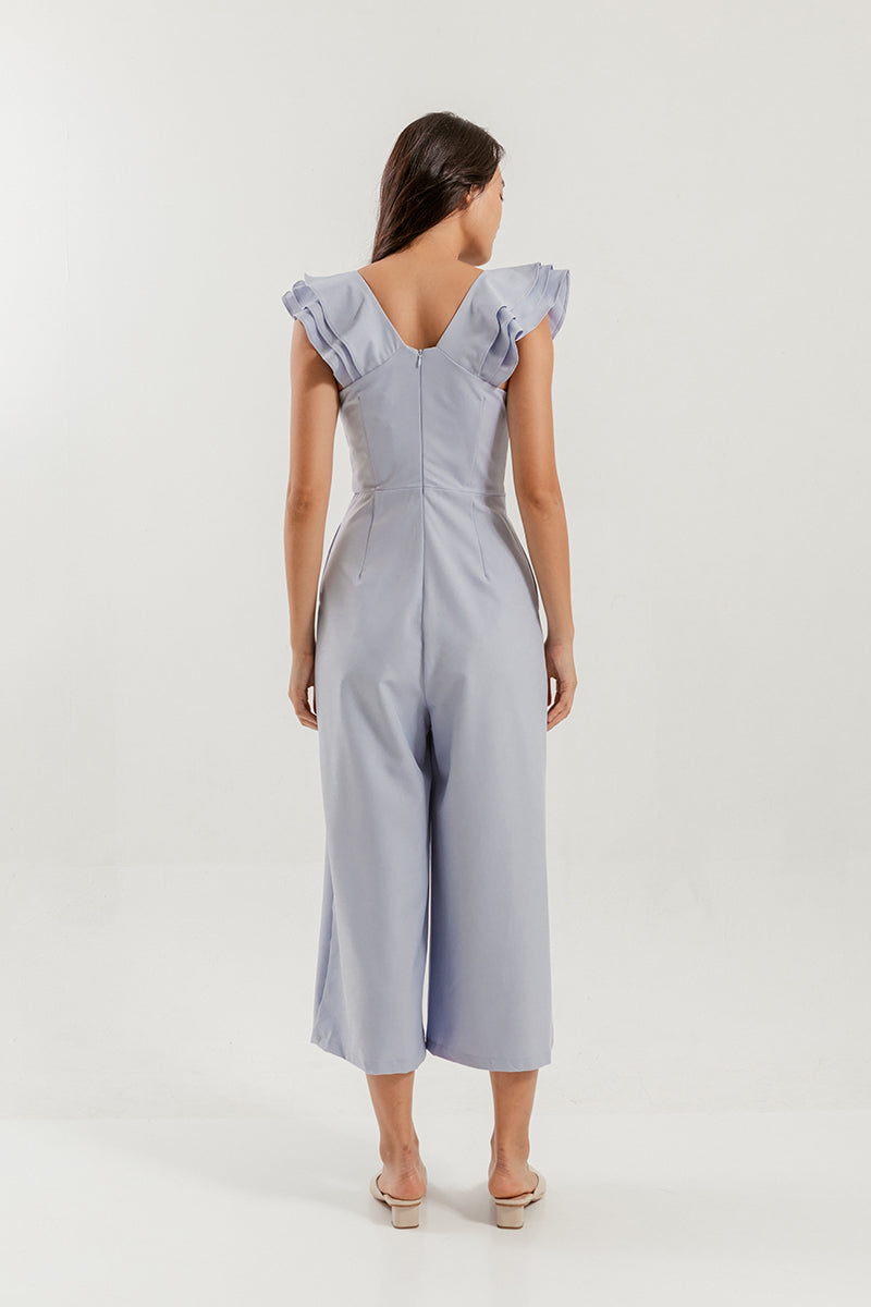 Shera Pleated Jumpsuit in Light Blue