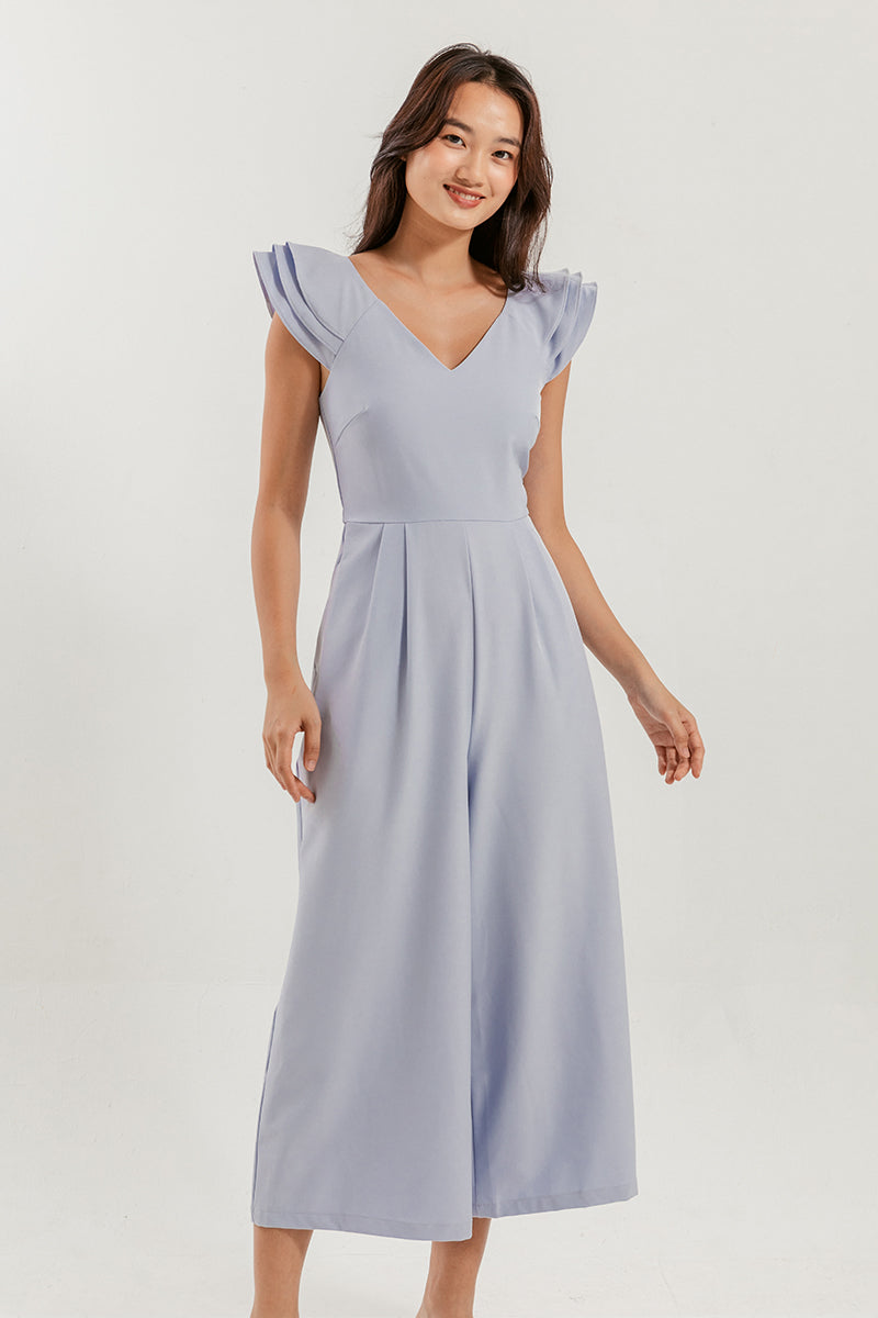 Shera Pleated Jumpsuit in Light Blue