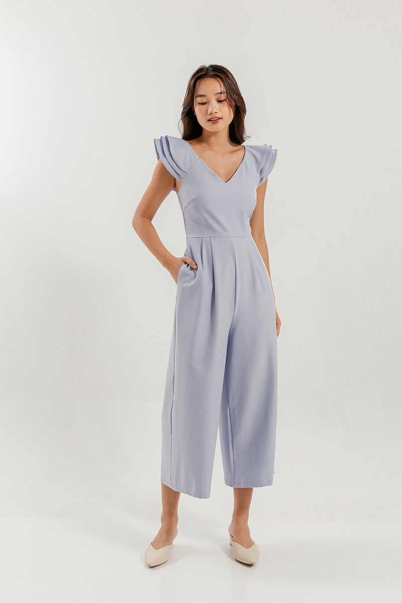 Shera Pleated Jumpsuit in Light Blue