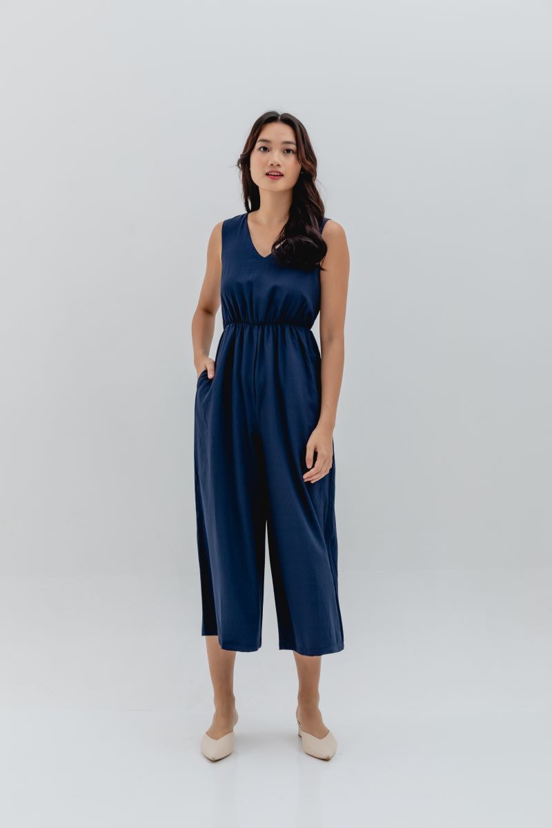 Nicole Relaxed Jumpsuit in Navy Blue