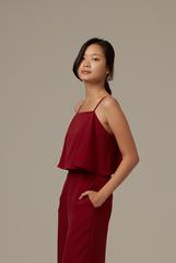 Ayla Layered Jumpsuit in Burgundy