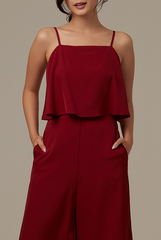 Ayla Layered Jumpsuit in Burgundy