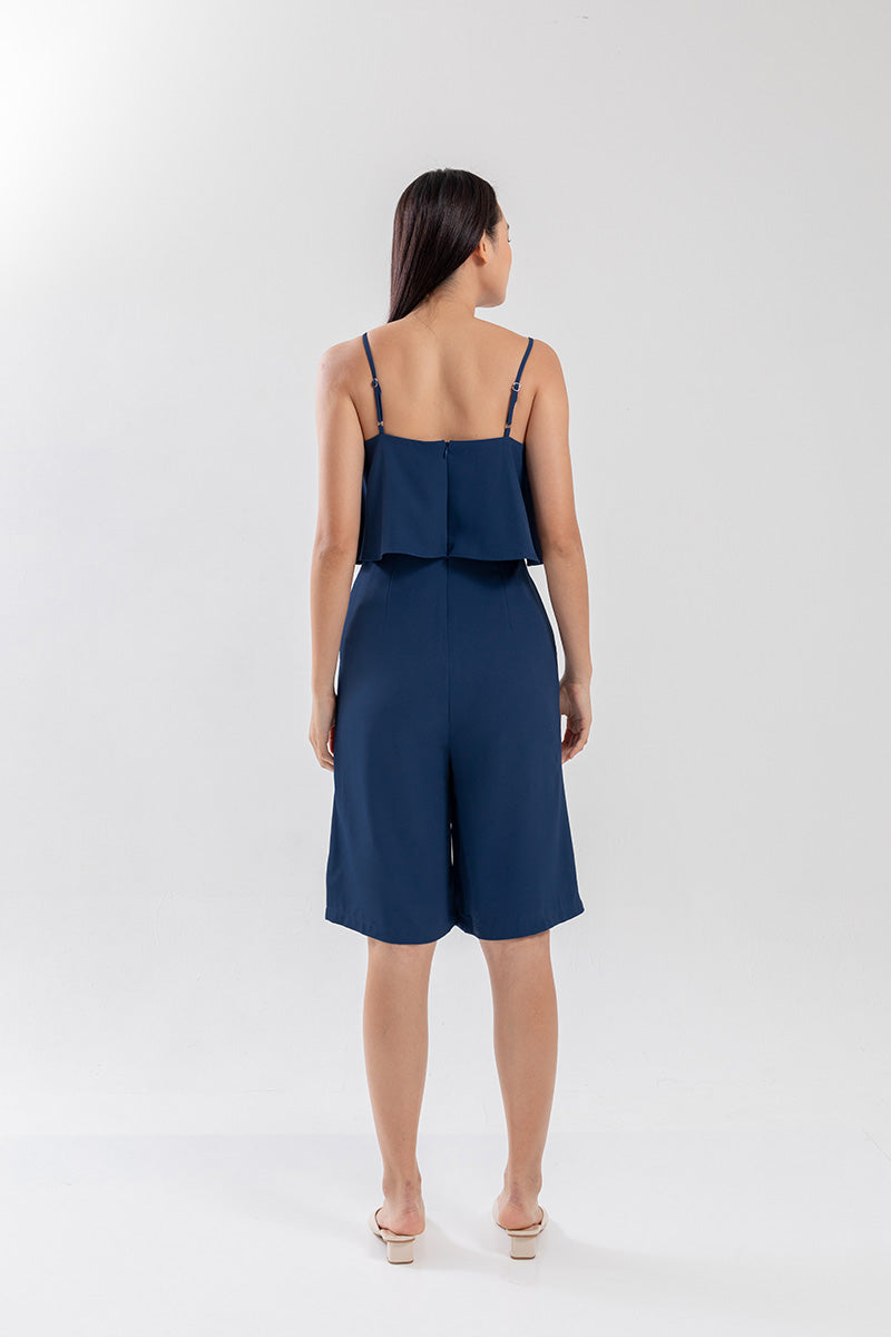 Ayla Layered Jumpsuit in Steel Blue