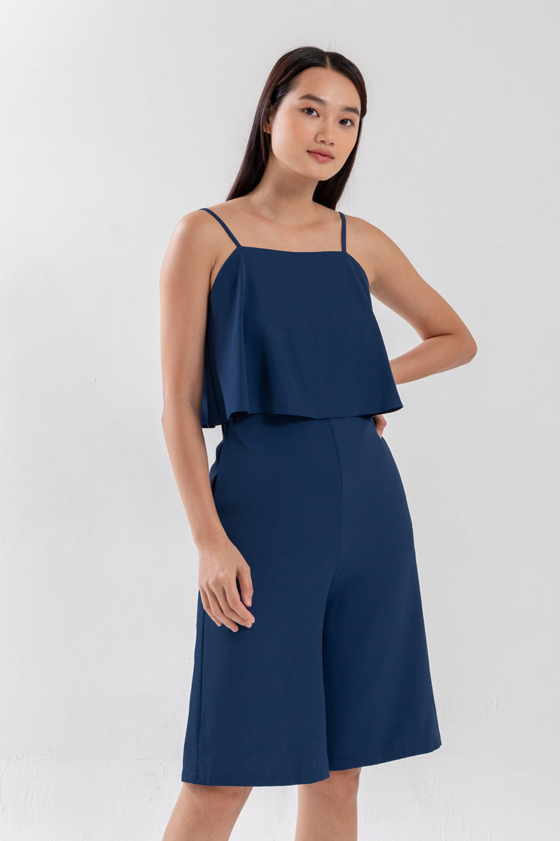 Ayla Layered Jumpsuit in Steel Blue