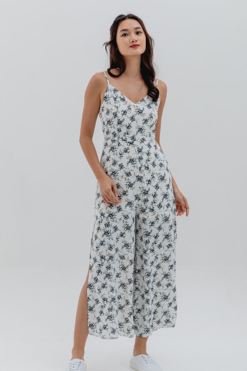 Olivia Floral Jumpsuit in White