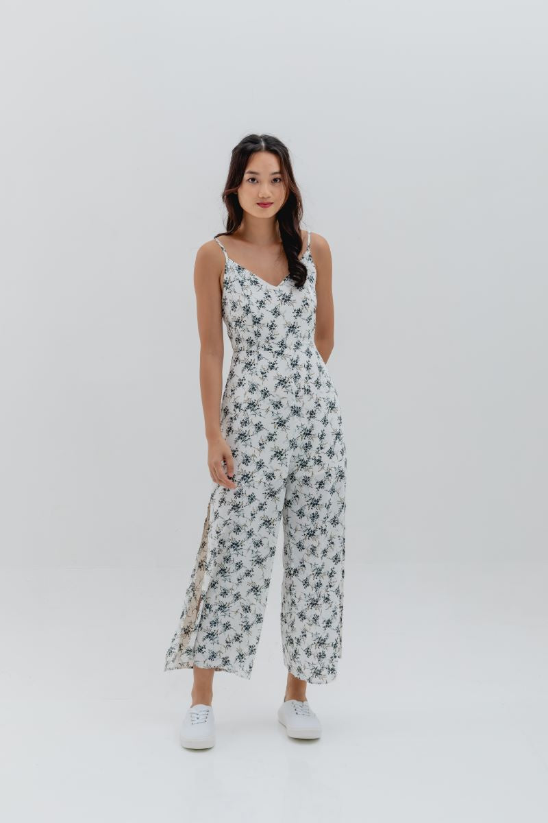 Olivia Floral Jumpsuit in White