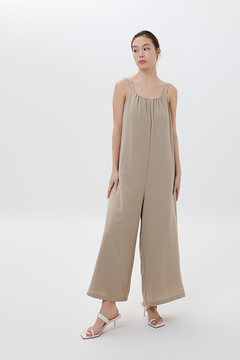 Veronica Wide leg Jumpsuit in Clay