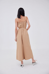 Mikayla Ruched Jumpsuit in Khaki