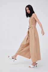 Mikayla Ruched Jumpsuit in Khaki