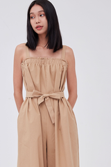 Mikayla Ruched Jumpsuit in Khaki