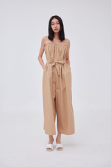 Mikayla Ruched Jumpsuit in Khaki