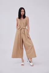 Mikayla Ruched Jumpsuit in Khaki