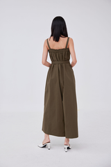 Mikayla Ruched Jumpsuit in Olive