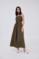 Mikayla Ruched Jumpsuit in Olive