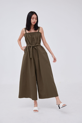 Mikayla Ruched Jumpsuit in Olive