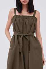 Mikayla Ruched Jumpsuit in Olive
