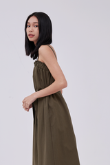 Mikayla Ruched Jumpsuit in Olive