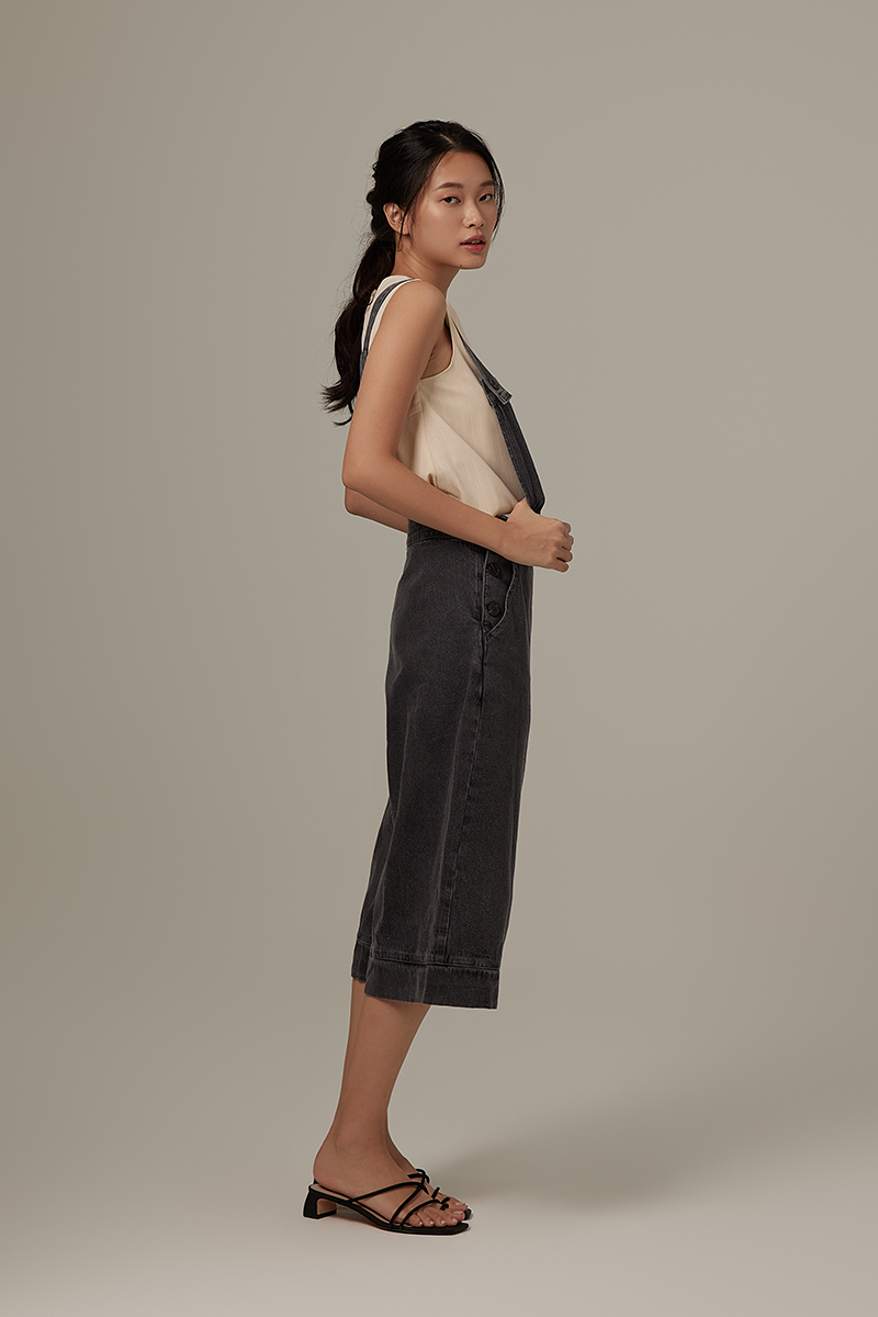 Delphine Denim Dungaree in Black