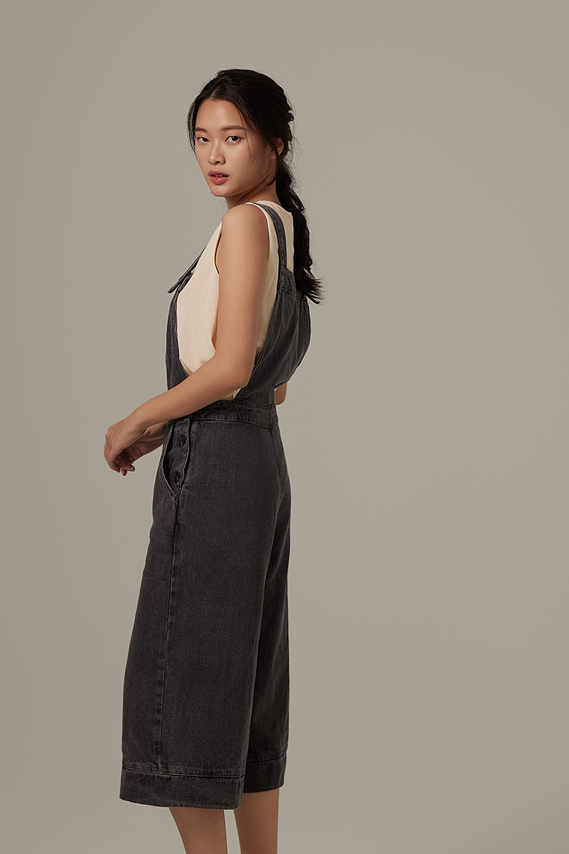 Delphine Denim Dungaree in Black