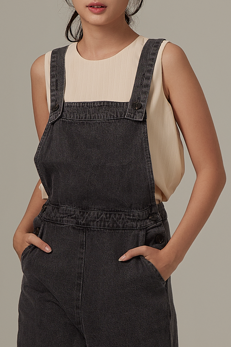 Delphine Denim Dungaree in Black