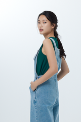 Delphine Denim Dungaree in Mid Blue