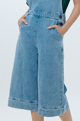 Delphine Denim Dungaree in Mid Blue