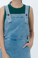 Delphine Denim Dungaree in Mid Blue