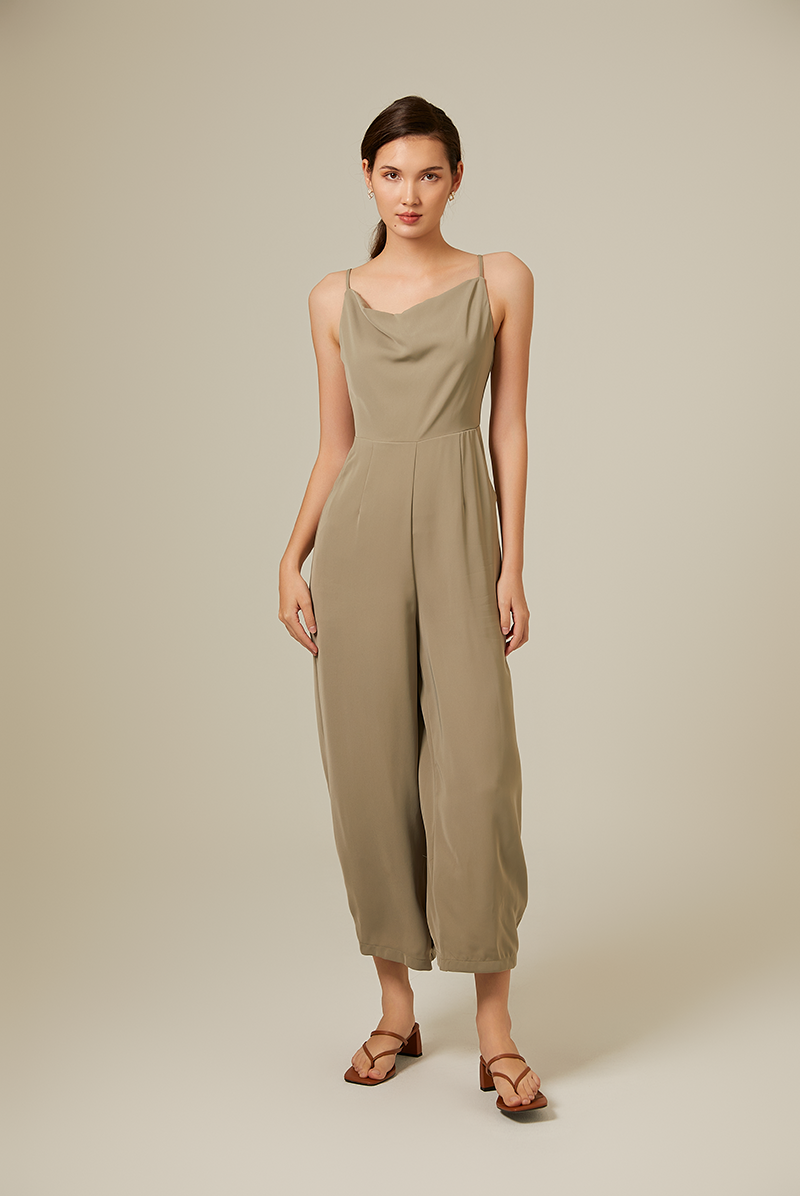 Zaraye Cowl Neck Jumpsuit in Tea