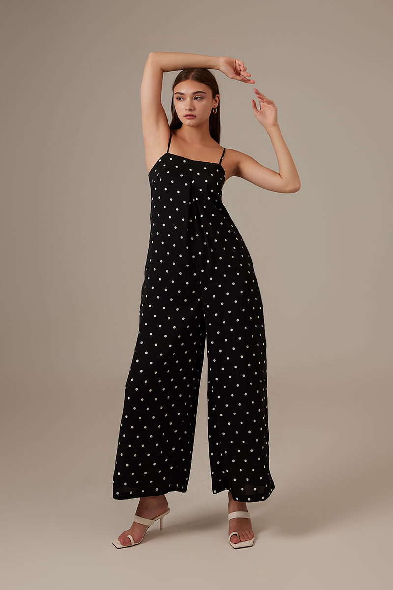 Taylor Polka Dot Jumpsuit in Black