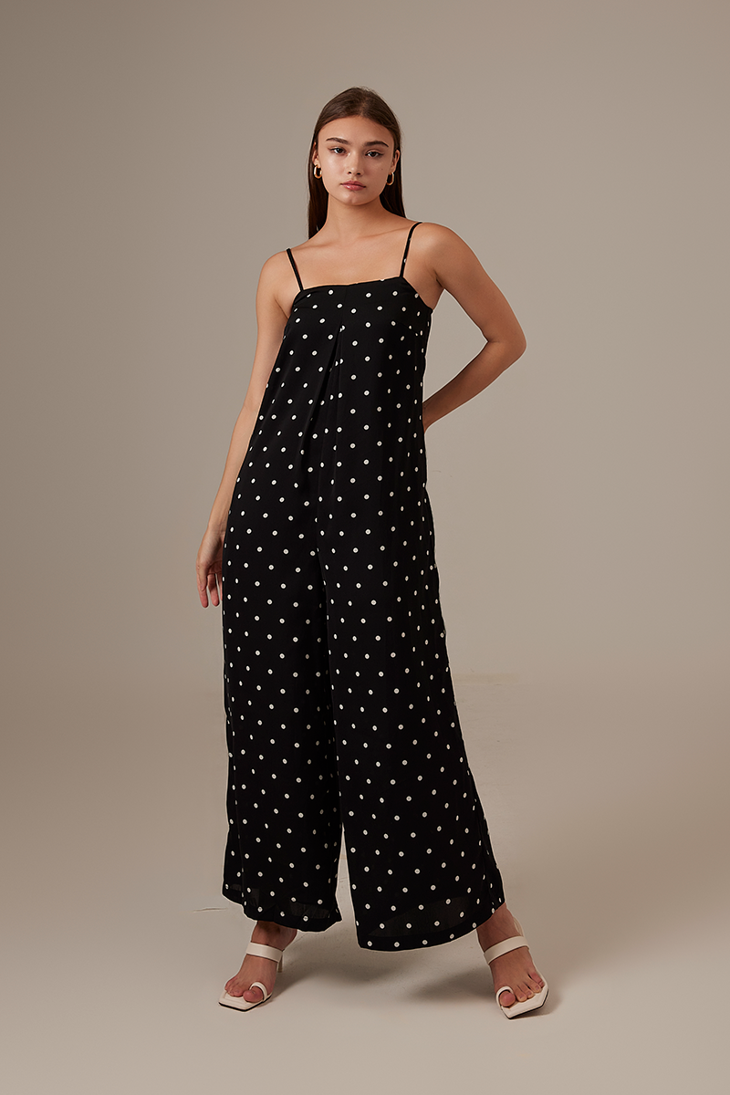 Taylor Polka Dot Jumpsuit in Black