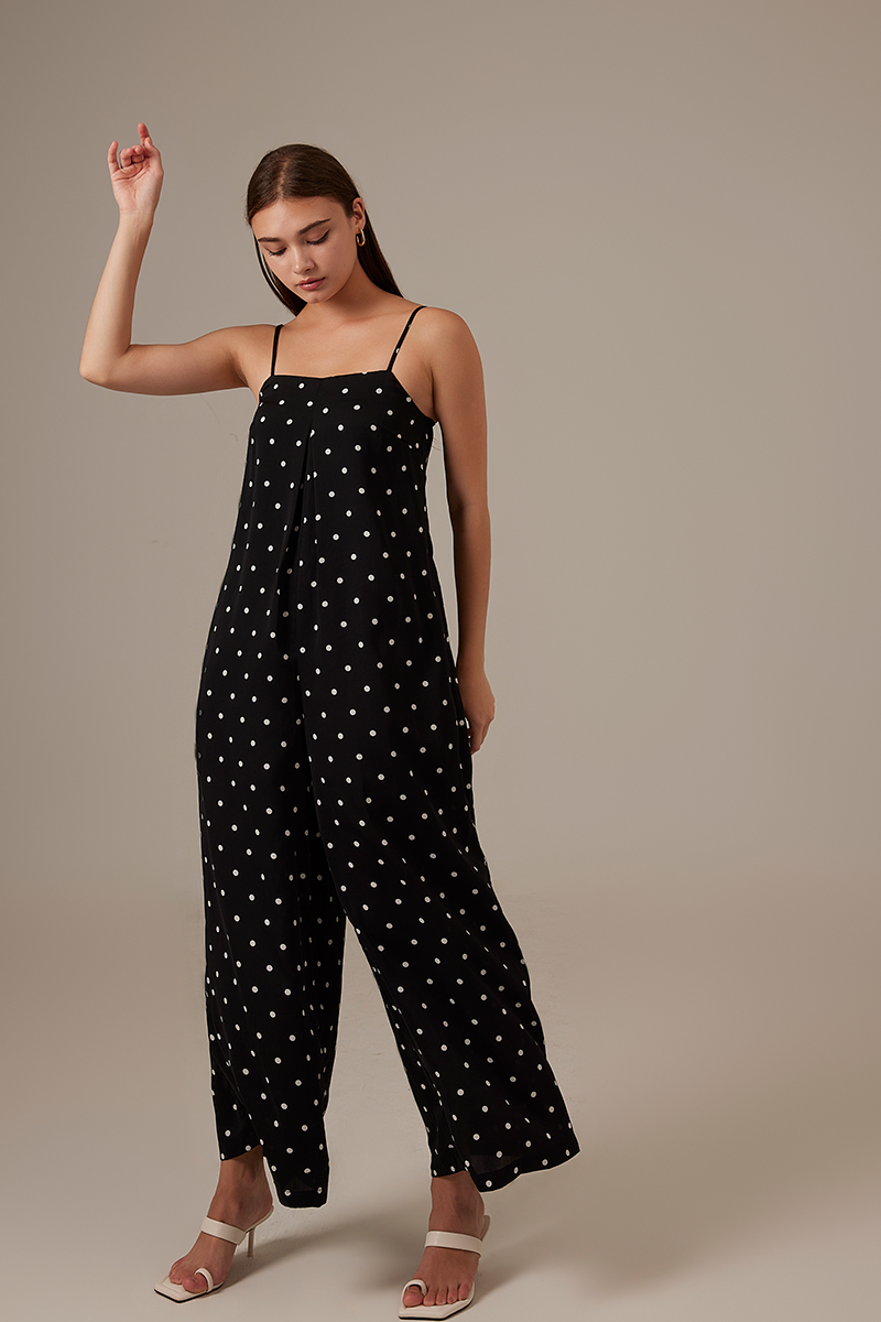 Taylor Polka Dot Jumpsuit in Black
