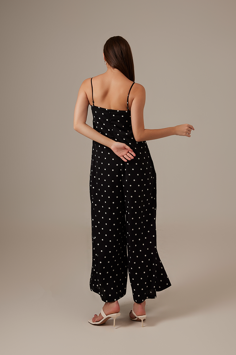 Taylor Polka Dot Jumpsuit in Black