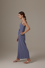 Nigis Ribbon Tie Jumpsuit in Denim Blue