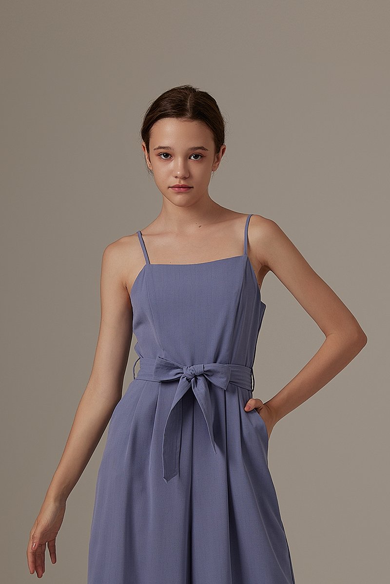 Nigis Ribbon Tie Jumpsuit in Denim Blue