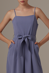 Nigis Ribbon Tie Jumpsuit in Denim Blue