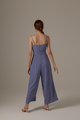 Nigis Ribbon Tie Jumpsuit in Denim Blue